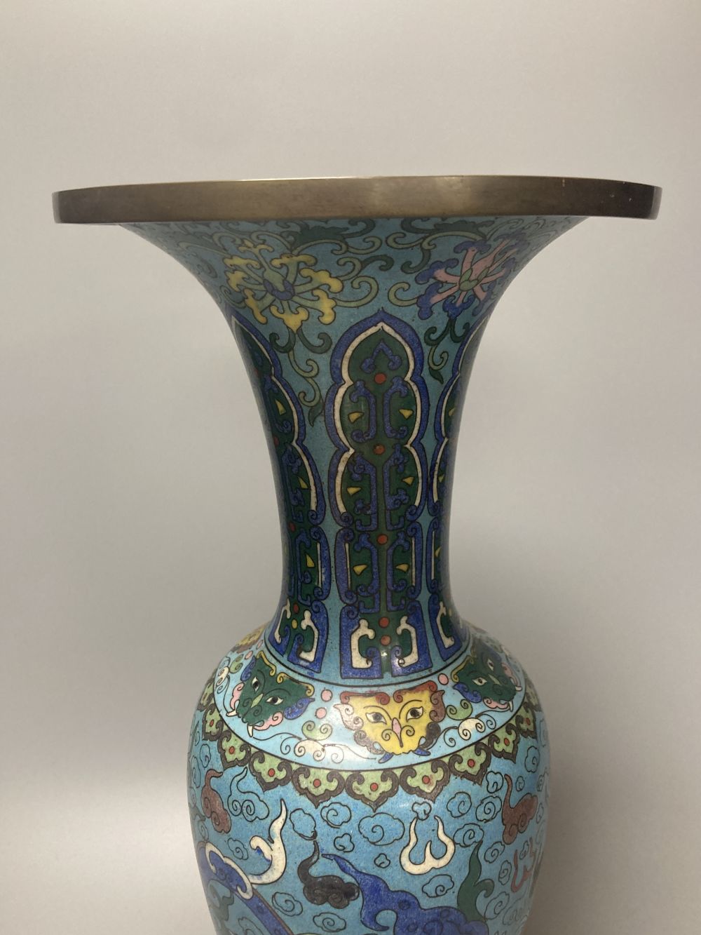 A Chinese cloisonne enamel archaistic vase, late 19th century, 41cm
